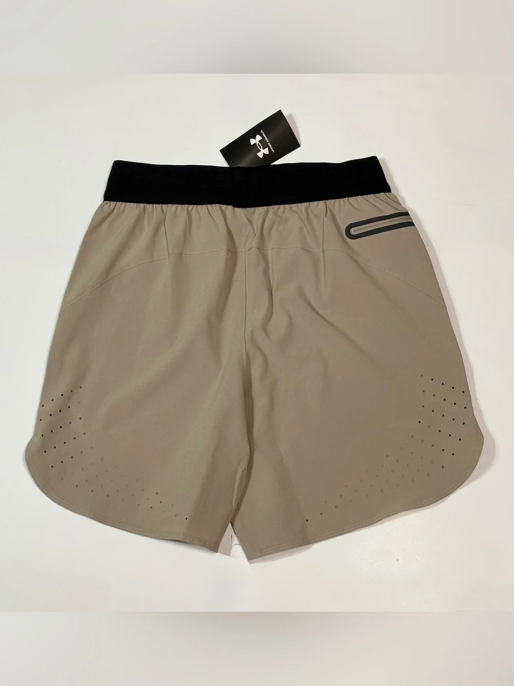 Under Armour Men's Sandstone Athletic Shorts with Black Waistband